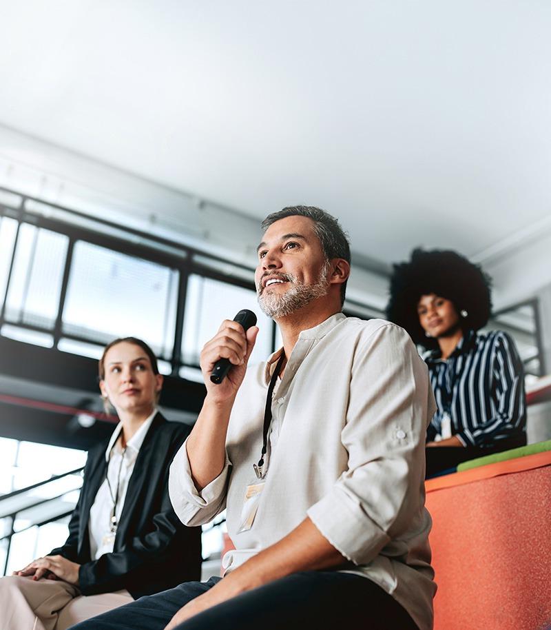 audience member with microphone